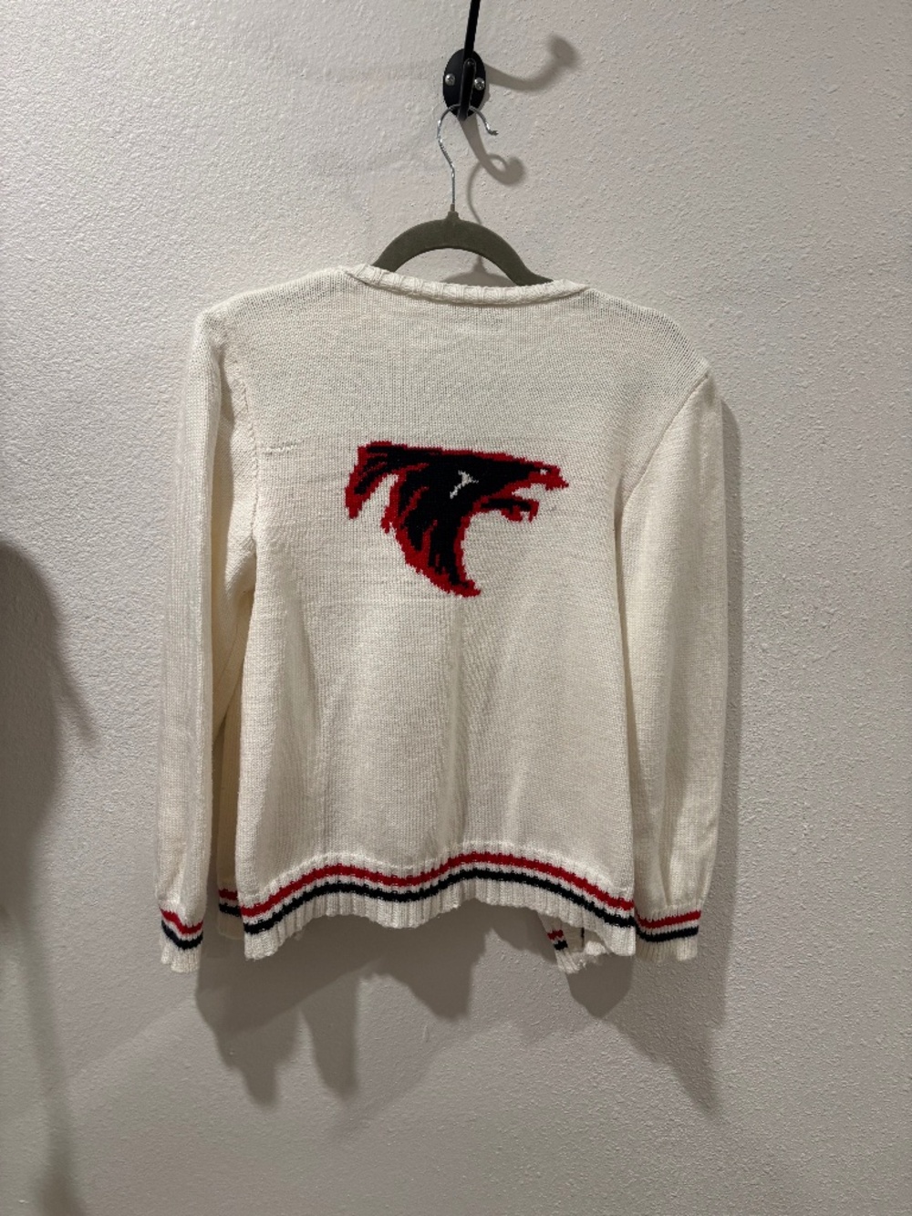Atlanta Falcons Handmade Knit Cardigan Sweater Women’s S/M Grandma Made Football